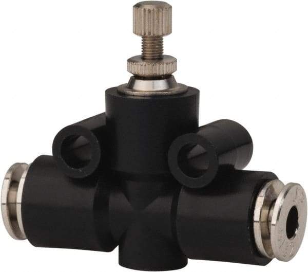 PRO-SOURCE - 5/32" Tube OD Inline Flow Control Valve - 0 to 113.76 psi & Techno Polymer, Brass, Steel Material - Benchmark Tooling