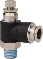 PRO-SOURCE - 1/4" Male NPT x 3/8" Tube OD Compact Banjo Valve - 0 to 113.76 psi & Techno Polymer, Brass, Steel Material - Benchmark Tooling