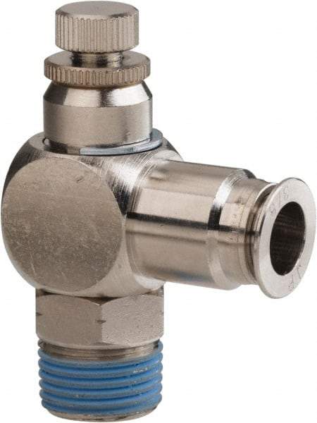 PRO-SOURCE - 3/8" Male NPT x 3/8" Tube OD Tamper Resistant Valve - 0 to 113.76 psi & Nickel Plated Brass Material - Benchmark Tooling