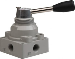 Value Collection - 3/8" NPT Manual Mechanical Valve - 4-Way, 2 Position with L Cock Device, 0.976 CV Rate & 127.98 Max psi - Benchmark Tooling