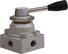 Value Collection - 3/8" NPT Manual Mechanical Valve - 4-Way, 3 Position with I Panel Nut, 0.976 CV Rate & 127.98 Max psi - Benchmark Tooling