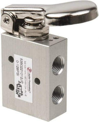 PRO-SOURCE - 1/8" NPT 5 Way, 2 Position Mini Mechanical Valve - 0.34 CV Rate, 9 CFM, 127.98 Max psi, Finger Button/Spring Actuator - Benchmark Tooling