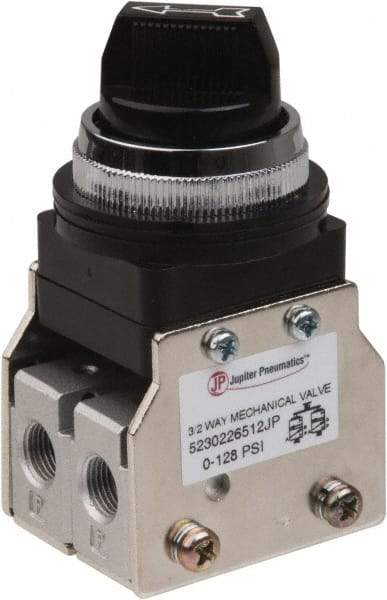 Value Collection - 1/8" NPT Mechanically Operated Air Valve - 3 Way, 2 Position, Two Stack Selector/Manual, 0.76 CV Rate & 127.98 Max psi - Benchmark Tooling