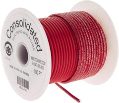 Made in USA - 16 AWG, 26 Strand, 100' OAL, Tinned Copper Hook Up Wire - Red PVC Jacket, 0.117" Diam - Benchmark Tooling