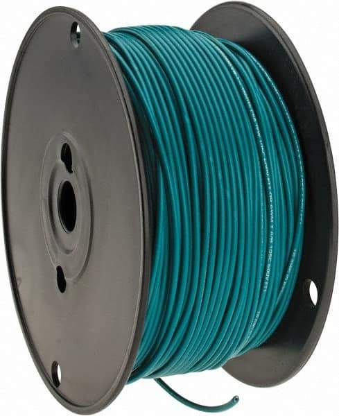 Made in USA - 18 AWG, 16 Strand, 500' OAL, Tinned Copper Hook Up Wire - Green PVC Jacket, 0.106" Diam - Benchmark Tooling