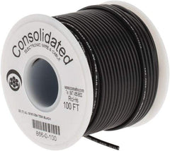 Made in USA - 22 AWG, 7 Strand, 100' OAL, Tinned Copper Hook Up Wire - Black PVC Jacket, 0.091" Diam - Benchmark Tooling