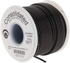 Made in USA - 16 AWG, 26 Strand, 100' OAL, Tinned Copper Hook Up Wire - Black PVC Jacket, 0.092" Diam - Benchmark Tooling