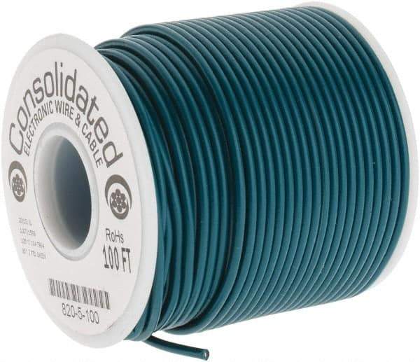 Made in USA - 20 AWG, 10 Strand, 100' OAL, Tinned Copper Hook Up Wire - Green PVC Jacket, 0.07" Diam - Benchmark Tooling