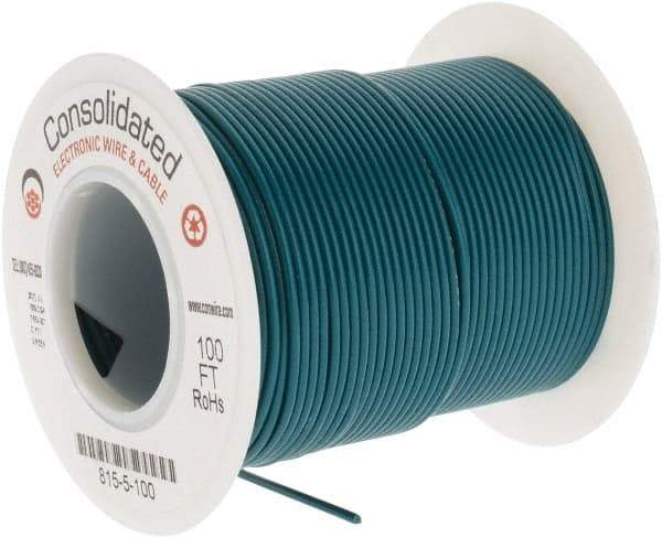 Made in USA - 26 AWG, 7 Strand, 100' OAL, Tinned Copper Hook Up Wire - Green PVC Jacket, 0.051" Diam - Benchmark Tooling