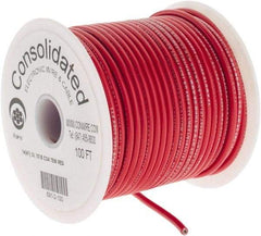 Made in USA - 14 AWG, 41 Strand, 100' OAL, Tinned Copper Hook Up Wire - Red PVC Jacket, 0.136" Diam - Benchmark Tooling