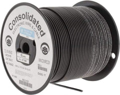 Made in USA - 12 AWG, 65 Strand, 500' OAL, Tinned Copper Hook Up Wire - Black PVC Jacket, 0.155" Diam - Benchmark Tooling