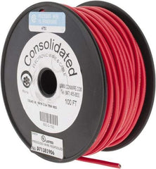 Made in USA - 12 AWG, 65 Strand, 100' OAL, Tinned Copper Hook Up Wire - Red PVC Jacket, 0.155" Diam - Benchmark Tooling