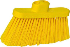 PRO-SOURCE - 10" Wide, Yellow Polypropylene Bristles, Angled Broom - Threaded Handle, 10 Inch Wide Broom, Yellow Bristles, Handle Sold Separately - Benchmark Tooling