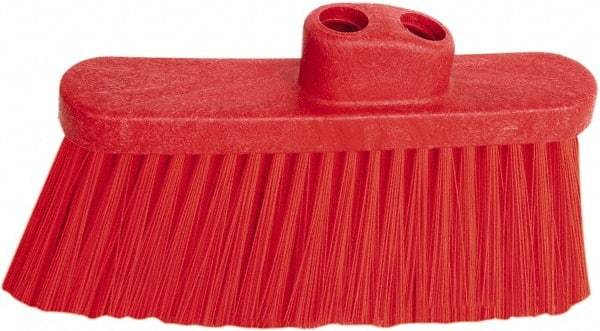 PRO-SOURCE - 10" Wide, Red Polypropylene Bristles, Angled Broom - Threaded Handle, 10 Inch Wide Broom, Red Bristles, Handle Sold Separately - Benchmark Tooling