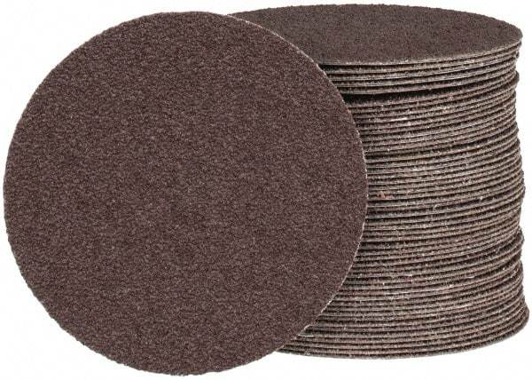 Tru-Maxx - 4" Diam, 50 Grit Aluminum Oxide Adhesive PSA Disc - Coarse Grade, X Weighted Cloth Backing, For Right Angle/Vertical Shaft Portable Grinders - Benchmark Tooling