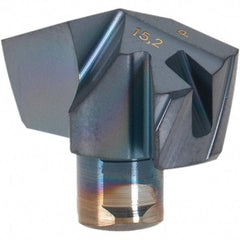 Iscar - Series ICP-2M, 0.598" Diam Grade IC908 140° Replaceable Drill Tip - Carbide, TiAlN Finish, 15 Seat Size, Through Coolant - Benchmark Tooling