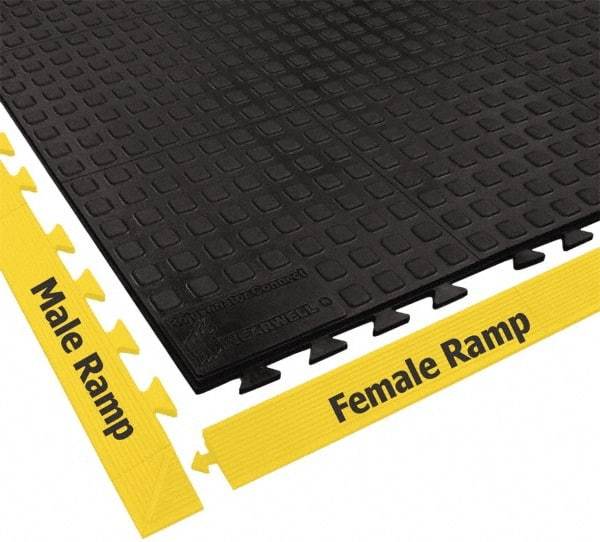 Wearwell - 3' Long x 1' Wide x 5/8" Thick, Anti-Fatigue Modular Matting Tiles - Male & Female, 4 Interlocking Sides, Black, For Dry Areas, Series 502 - Benchmark Tooling