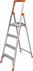 Little Giant Ladder - 4 Steps, 6' High, Type IA Rating, Aluminum Step Ladder - 300 Lb Capacity, 21" Base Width - Benchmark Tooling