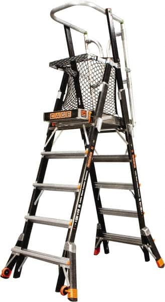 Little Giant Ladder - 108" 8 Step Platform - Rolling Work Platform, 375 Lb Capacity, 108" Platform Height, 45-1/2" Base Width x 87" Base Depth, Aluminum - Benchmark Tooling