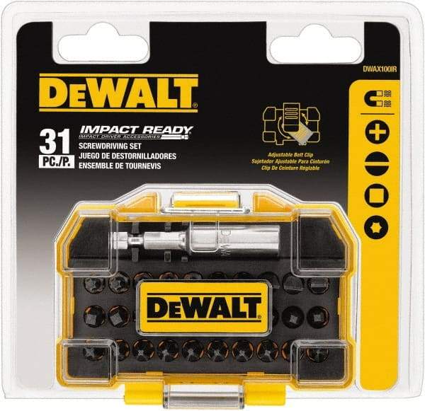 DeWALT - 31 Piece, Screwdriver Tamperproof Bit Set - #1, #2 & #3 Phillips, #1, #2 & #3 Square Recess - Benchmark Tooling