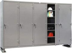 Strong Hold - 25 Shelf Locking Storage Cabinet - Steel, 122" Wide x 24" Deep x 78" High, Dark Gray - Benchmark Tooling