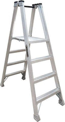 Louisville - 3 Steps, 4' High, Type IA Rating, Aluminum Platform Ladder - 300 Lb Capacity, 25-3/8" Base Width - Benchmark Tooling