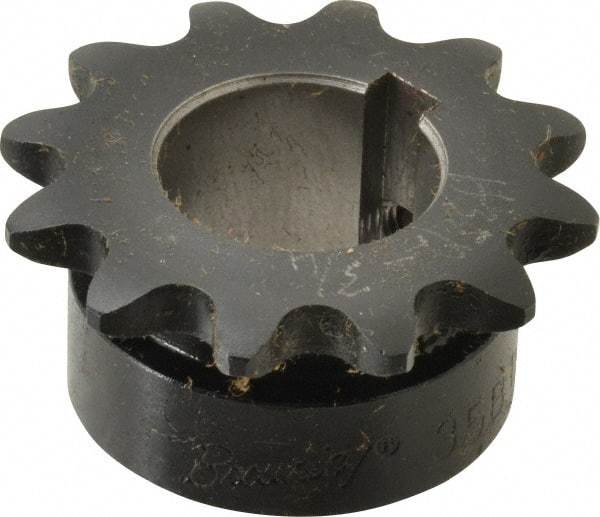Browning - 12 Teeth, 3/8" Chain Pitch, Chain Size 35, Finished Bore Sprocket - 3/4" Bore Diam, 1.449" Pitch Diam, 1.63" Outside Diam - Benchmark Tooling