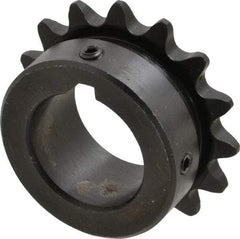 Browning - 15 Teeth, 3/8" Chain Pitch, Chain Size 35, Finished Bore Sprocket - 1" Bore Diam, 1.804" Pitch Diam, 1.99" Outside Diam - Benchmark Tooling