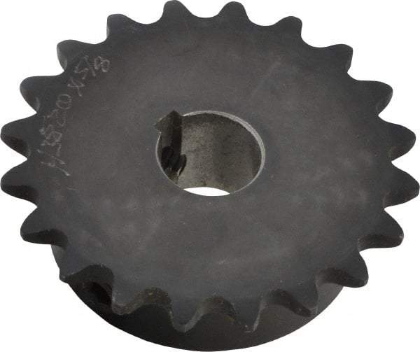 Browning - 20 Teeth, 3/8" Chain Pitch, Chain Size 35, Finished Bore Sprocket - 5/8" Bore Diam, 2.397" Pitch Diam, 2.59" Outside Diam - Benchmark Tooling