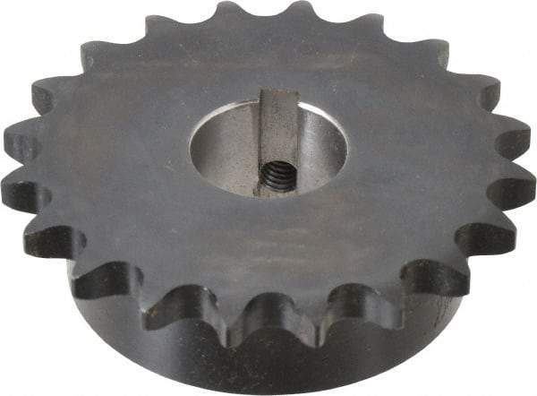 Browning - 20 Teeth, 1/2" Chain Pitch, Chain Size 40, Finished Bore Sprocket - 1" Bore Diam, 3.196" Pitch Diam, 3.45" Outside Diam - Benchmark Tooling