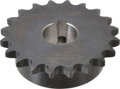 Browning - 20 Teeth, 1/2" Chain Pitch, Chain Size 40, Finished Bore Sprocket - 1" Bore Diam, 3.196" Pitch Diam, 3.45" Outside Diam - Benchmark Tooling