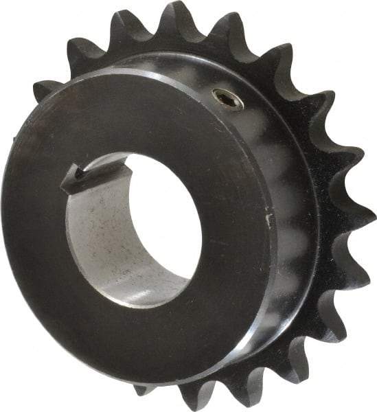 Browning - 20 Teeth, 1/2" Chain Pitch, Chain Size 40, Finished Bore Sprocket - 1-1/4" Bore Diam, 3.196" Pitch Diam, 3.45" Outside Diam - Benchmark Tooling