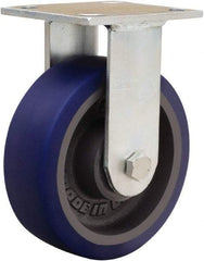 Hamilton - 6" Diam x 2" Wide x 7-1/2" OAH Top Plate Mount Rigid Caster - Polyurethane Mold onto Cast Iron Center, 900 Lb Capacity, Sealed Precision Ball Bearing, 4 x 4-1/2" Plate - Benchmark Tooling