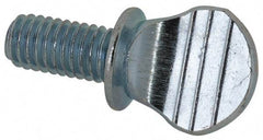 Value Collection - #10-32 Oval Shoulder Steel Thumb Screw - 3/8" OAL, 0.49" Head Height, Zinc-Plated Finish - Benchmark Tooling