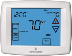 White-Rodgers - 45 to 99°F, 1 Heat, 1 Cool, Programmable Touchscreen Thermostat - 0 to 30 Volts, Horizontal Mount, Electronic Contacts Switch - Benchmark Tooling