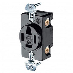 Hubbell Wiring Device-Kellems - 120/208 VAC 20A NEMA 18-20R Industrial Grade Black Straight Blade Single Receptacle - Benchmark Tooling