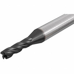 Iscar - 11.5mm, 22mm LOC, 12mm Shank Diam, 75mm OAL, 4 Flute, Solid Carbide Square End Mill - Single End, TiAlN Finish, Spiral Flute, 30° Helix, Right Hand Cut, Right Hand Flute - Benchmark Tooling