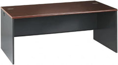 Hon - Steel-Reinforced High-Pressure Laminate/Metal Desk Shell - 72" Wide x 36" Deep x 29" High, Mahogany/Charcoal - Benchmark Tooling