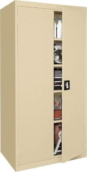 Sandusky Lee - 5 Shelf Locking Storage Cabinet - Steel, 36" Wide x 18" Deep x 72" High, Tan - Benchmark Tooling