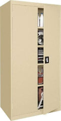 Sandusky Lee - 5 Shelf Locking Storage Cabinet - Steel, 36" Wide x 18" Deep x 72" High, Tan - Benchmark Tooling