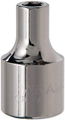 Paramount - 1/4", 1/2" Drive, Standard Hand Socket - 6 Points, 1-1/2" OAL, Steel, Chrome Finish - Benchmark Tooling