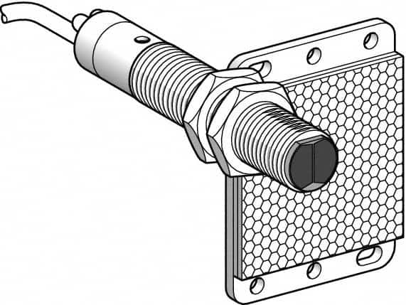 Telemecanique Sensors - Cable Connector, 5m Nominal Distance, Shock and Vibration Resistant, Polarized Retroreflective Photoelectric Sensor - 24 to 240 VAC/VDC, 25 Hz, Brass, 82mm Long x 18mm Wide x 1.8 Inch High - Benchmark Tooling