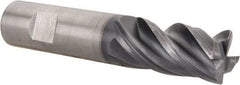 Kennametal - 4 Flute Solid Carbide Roughing & Finishing Corner Chamfer End Mill - AlTiN Finish, Weldon Shank, 38° Helix, Centercutting - Benchmark Tooling
