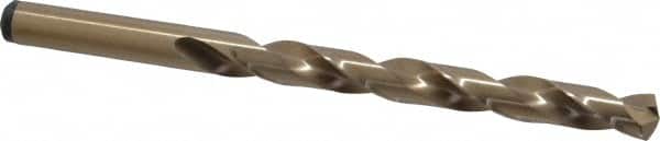 Precision Twist Drill - 0.332" 135° Cobalt Jobber Drill - Oxide/Gold Finish, Right Hand Cut, Spiral Flute, Straight Shank, 4-3/4" OAL, Split Point - Benchmark Tooling