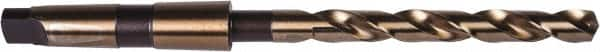 Precision Twist Drill - 3/8", 2MT 135° Point Cobalt Taper Shank Drill Bit - Oxide/Gold Finish, 3-1/2" Flute Length, 7-3/8" OAL, Spiral Flute, Series 209CO - Benchmark Tooling