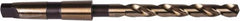 Precision Twist Drill - 3/8", 2MT 135° Point Cobalt Taper Shank Drill Bit - Oxide/Gold Finish, 3-1/2" Flute Length, 7-3/8" OAL, Spiral Flute, Series 209CO - Benchmark Tooling