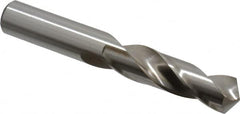 Precision Twist Drill - 43/64" 118° Spiral Flute High Speed Steel Screw Machine Drill Bit - Bright Finish, Right Hand Cut, 2-7/8" Flute Length, 4-5/8" OAL, Standard Point, Straight Shank - Benchmark Tooling