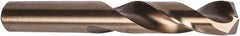 Precision Twist Drill - 1/2" 135° Spiral Flute Cobalt Screw Machine Drill Bit - Oxide/Gold Finish, Right Hand Cut, 2-1/4" Flute Length, 3-3/4" OAL, Split Point, Straight Shank - Benchmark Tooling