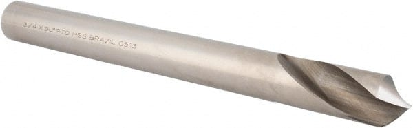 Precision Twist Drill - 3/4" Body Diam, 90° Point, High Speed Steel, 8" Overall Length, Spotting Drill - Benchmark Tooling