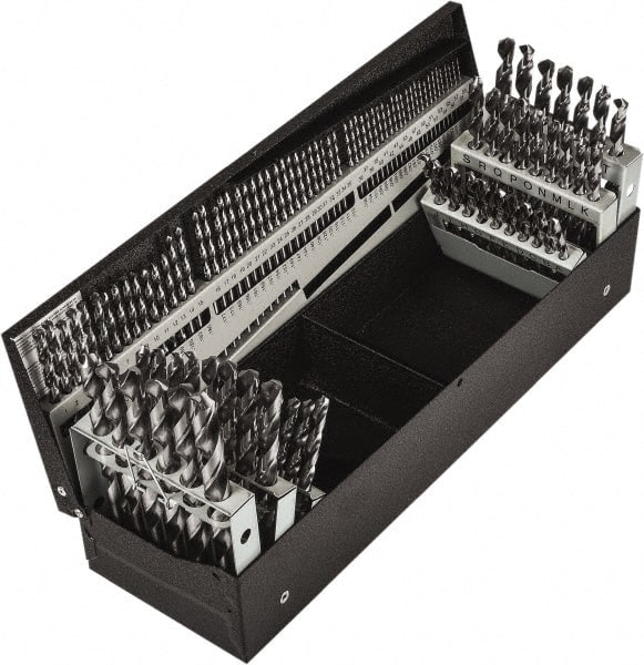 Precision Twist Drill - 1/16 to 1/2", 118° Point, Bright Finish, High Speed Steel Jobber Length Drill Bit Set - Benchmark Tooling